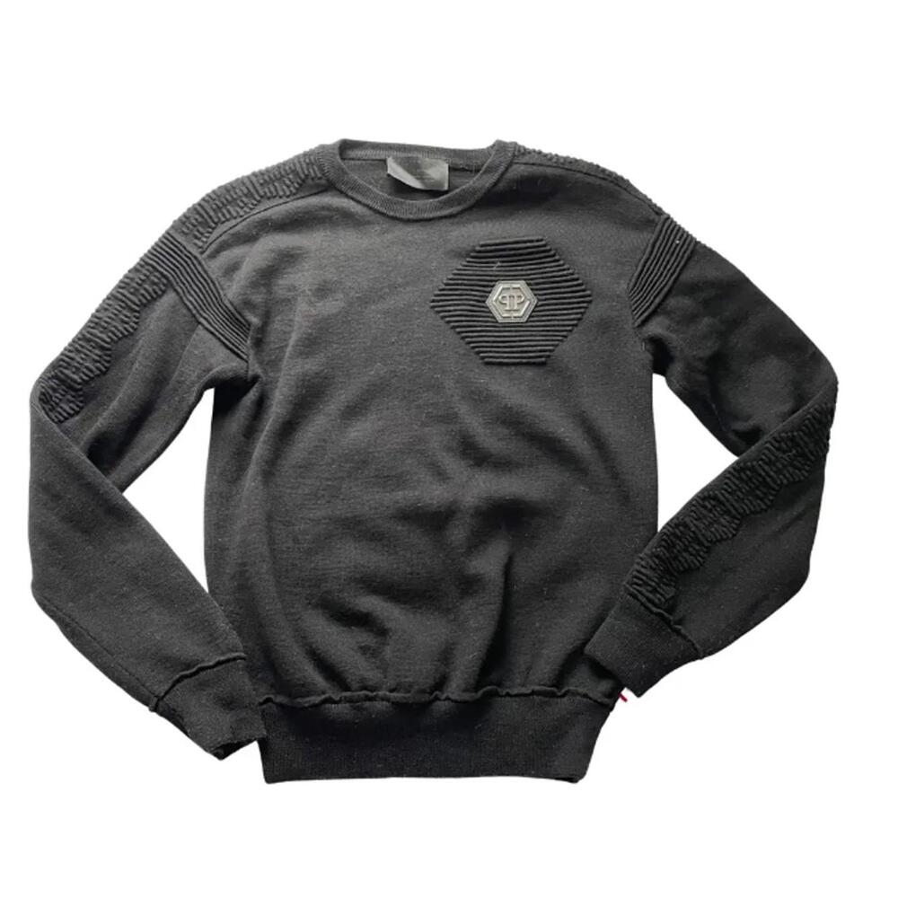 Philipp Plein Black Ribbed Knit Sweater